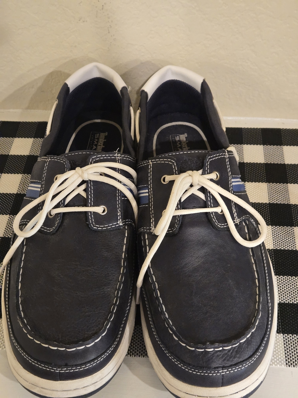 Timberland Navy and White Leather Men's Boat Shoes